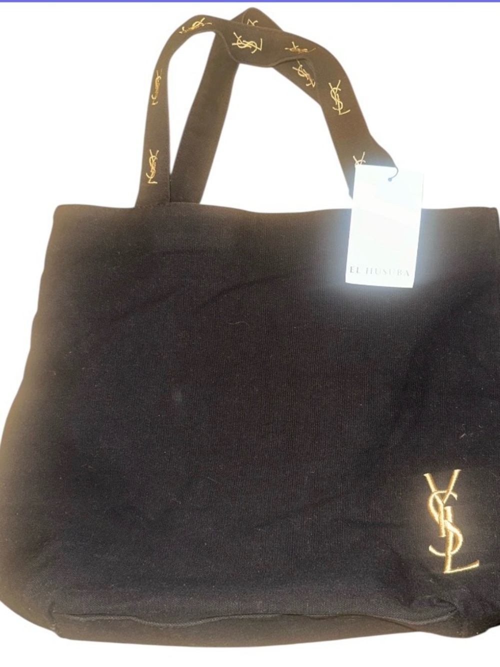 Yves Saint Laurent perfums Black Canvas Tote with Gold YSL Emblem - Picture 4 of 16